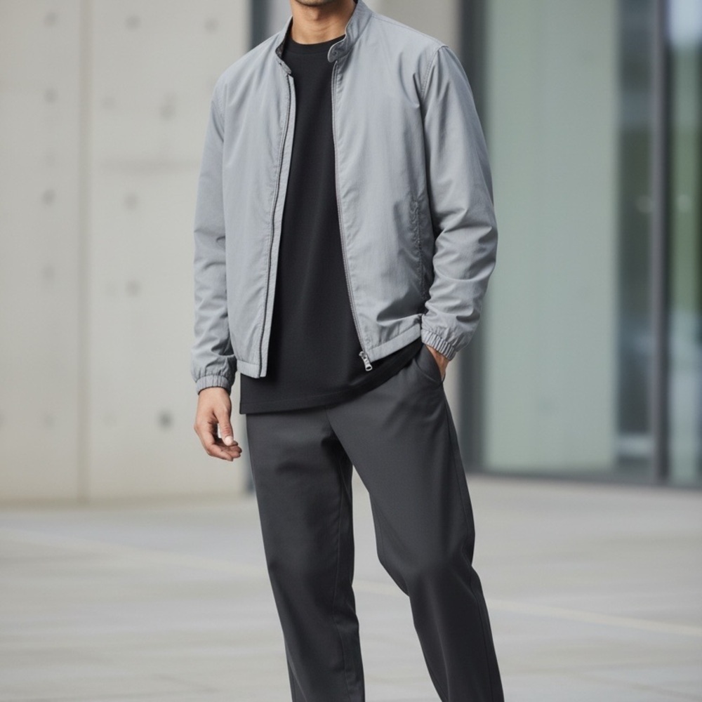Michael Kros Men's Gray Bomber Jacket